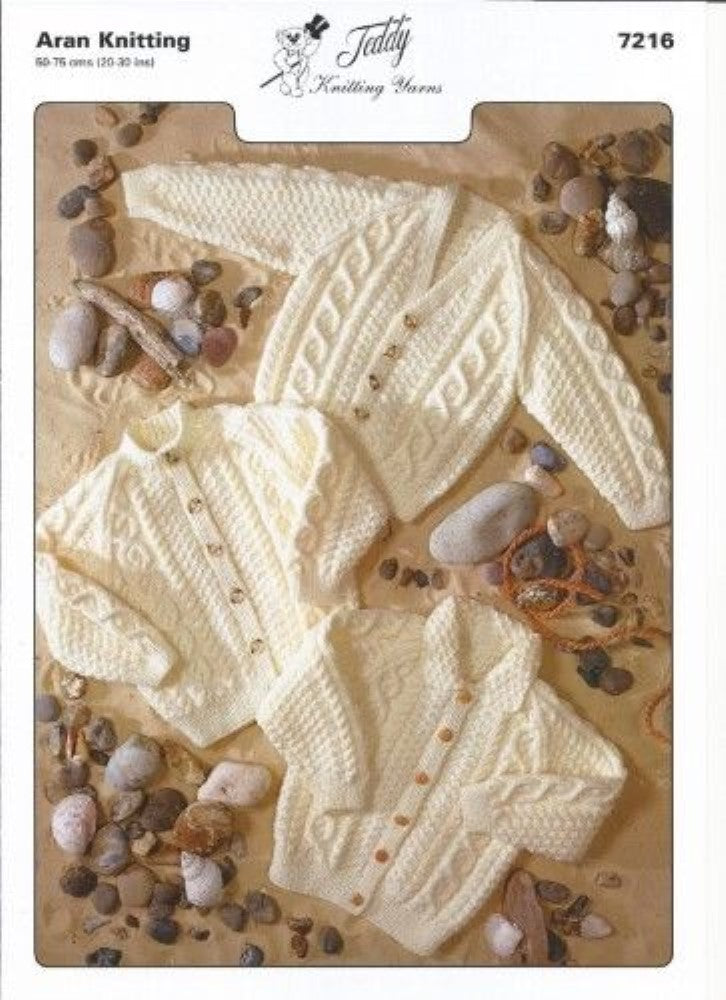 Baby and Children Aran Wool Cardigans Knitting Pattern 7216