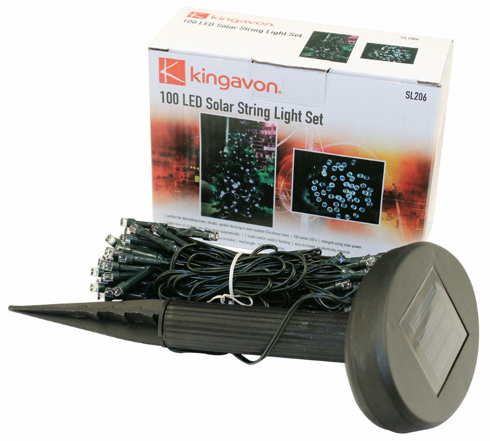 100 Solar Powered String Lights - White