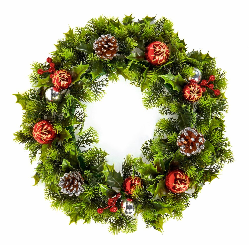 45cm Bauble & Pine Cone Wreath