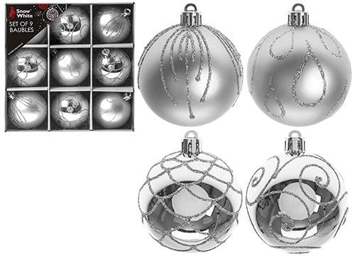 Set of 9 6cm Luxury Decoration - Silver