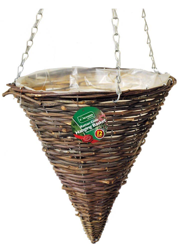 12" Rattan Cone Hanging Basket