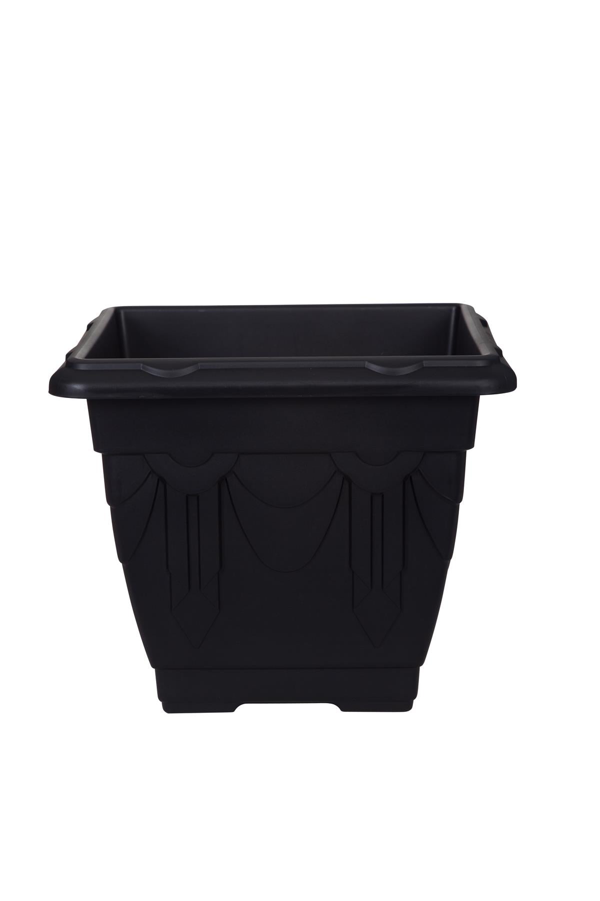 22cm Venetian Square Plant Pot - Black