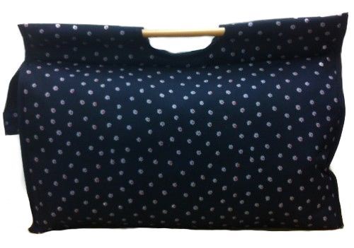 Pretty NAVY BLUE Lovely FLORAL Patterned LARGE Craft KNITTING Storage BAG