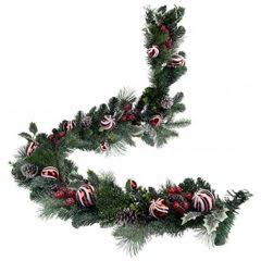 Red Bauble Garland with Frosted Tips