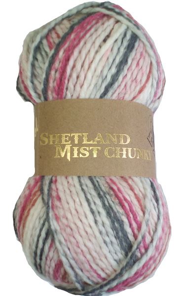 SHETLAND MIST Randoms 100g CHUNKY Knitting YARN with 20% WOOL! RASPBERRY VOLCANO Colour (01)