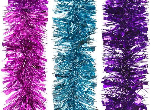 2m Thick and Thin Tinsel Festive Bright Colours