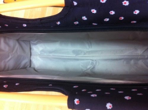 Pretty NAVY BLUE Lovely FLORAL Patterned LARGE Craft KNITTING Storage BAG