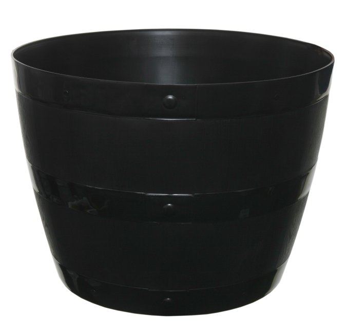 34cm Black Barrel Planter - Small