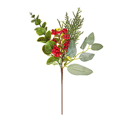 31cm Mixed leaf and Berry Christmas Pick