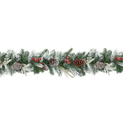 2.7m Flocked Garland Berries and Cones