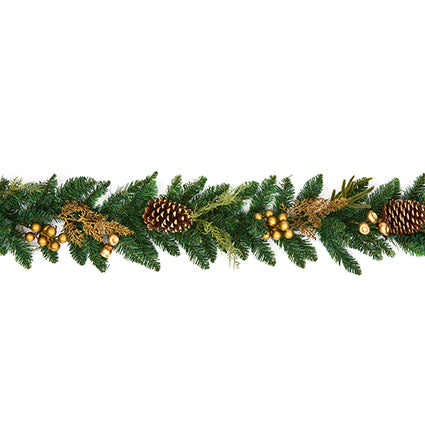 1.8m Gold Leaf and Berry Xmas Garland