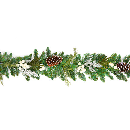 1.8m Snowy Leaf and Berry Garland