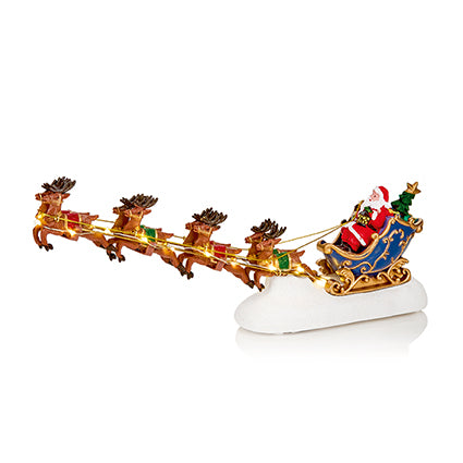 34cm B-O Lit Santa Sleigh with Reindeer