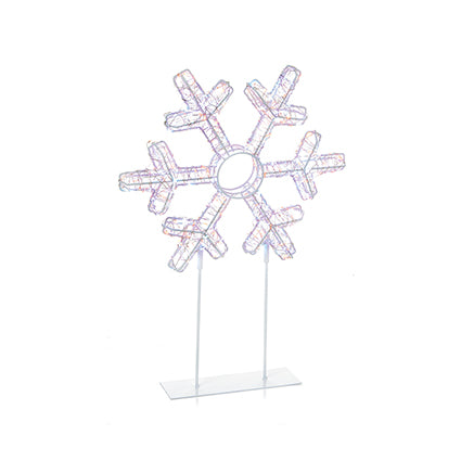 45cm White Table Top Snowflake 500 Rainbow LED