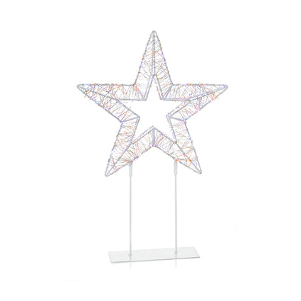 45cm Lit White Table Top Star 500 Rainbow LED