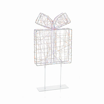45cm Lit White Table Top Parcel 500 Rainbow LED