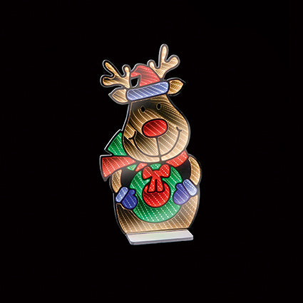 40cm Rudolph Holding Wreath Infinity Mirror