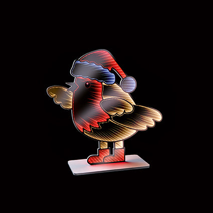 40cm Robin with Santa Hat Infinity Mirror