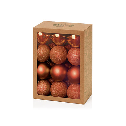 60mm 24pc Sepia Multi Finish Shatterproof Baubles