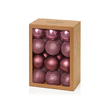 60mm 24pc Plum Multi Finish Shatterproof Baubles