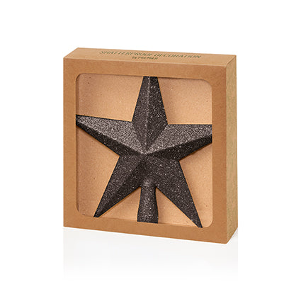 20cm Black Tree Top Shatterproof Star Glitter Finish