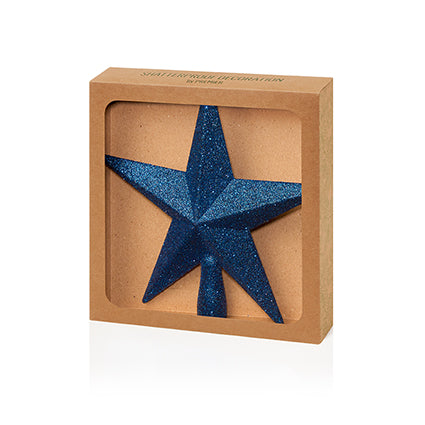 20cm Midnight Blue Tree Top Shatterproof Star Glitter Finish