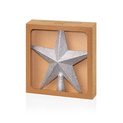 20cm Silver Tree Top Shatterproof Star Glitter Finish