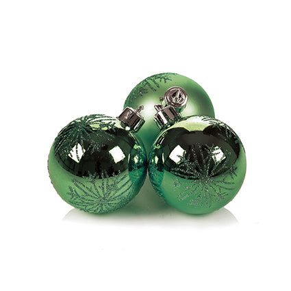 60mm 3pc Dark Green Snowflake Shatterproof Cluster