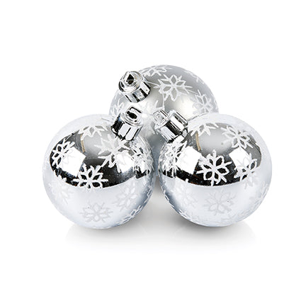 60mm 3pc Silver Multi Snowflake Shatterproof Cluster Baubles