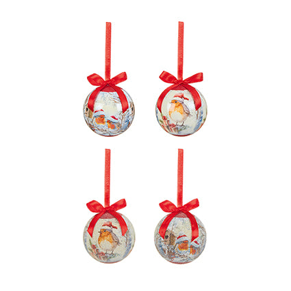 1 x 75mm Snowy Robin Bauble