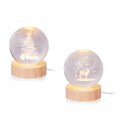 3D LIT Etched Globe Stag or Tree x 1
