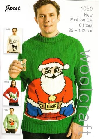 A4 KNITTING PATTERN for ADULTS Novelty CHRISTMAS Unisex SANTA Character JUMPER