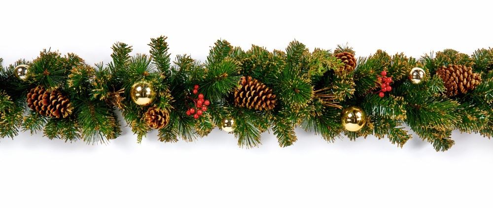 1.8m Gold Dressed Garland - Pinecone & Berries
