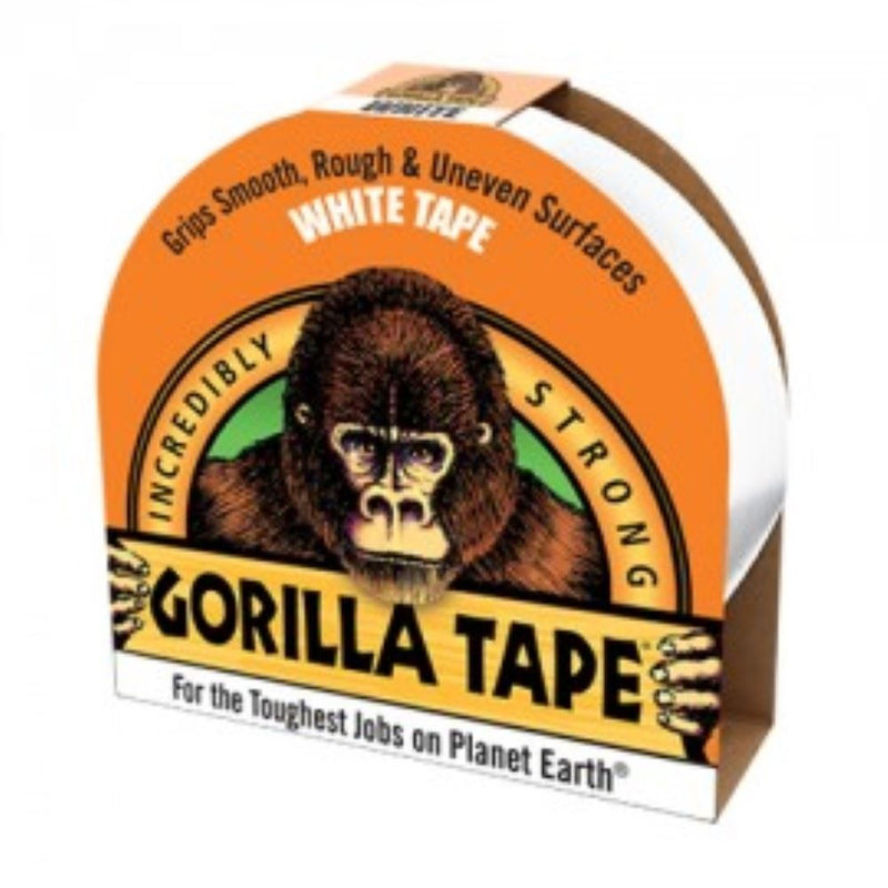 Incredibly Strong WHITE GORILLA TAPE, 10m x 48mm, Grips SMOOTH, ROUGH & UNEVEN Surfaces