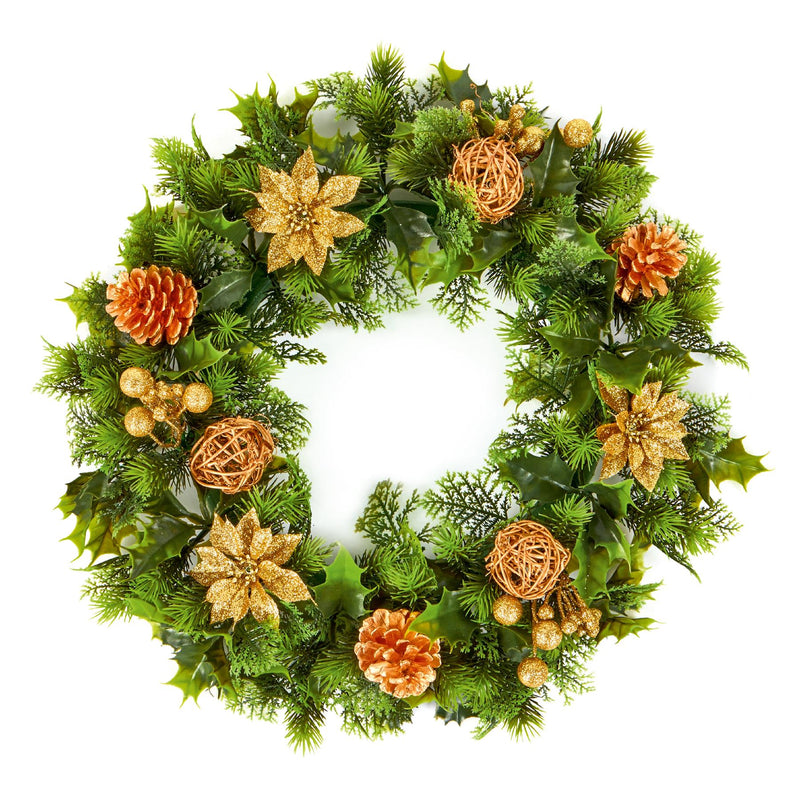 45cm Poinsettia Christmas Wreath