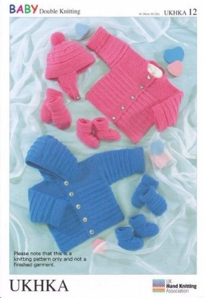 Baby Cardigans, Hoody, Gloves, Shoes and Hat Knitting Pattern - UKHKA12