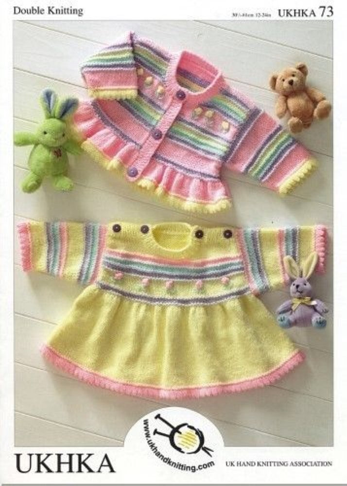 Baby Cardigan and Dress Knitting Pattern - UKHKA73