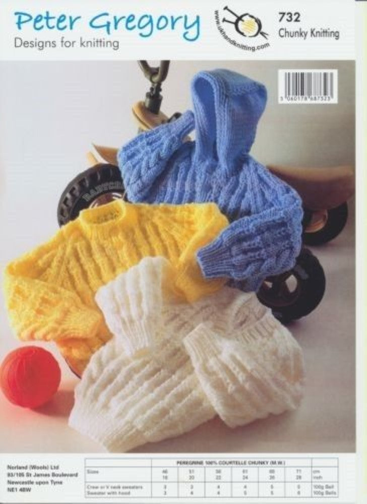 Baby Hoody and Jumper Knitting Pattern - 732