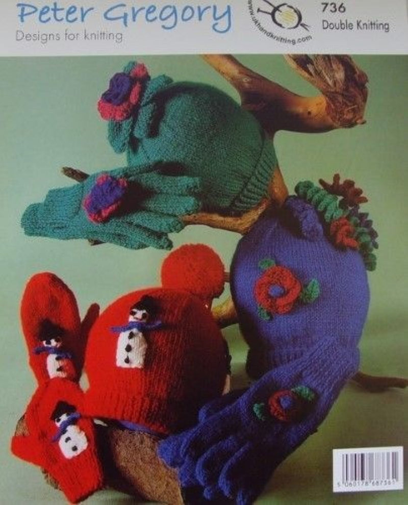 Children's Hats and Gloves Knitting Pattern - 736