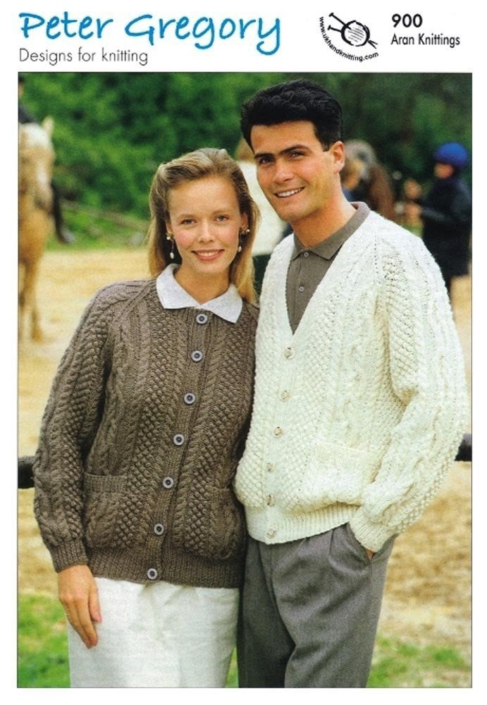 Adult's His and Hers Cardigan Knitting Pattern - 900