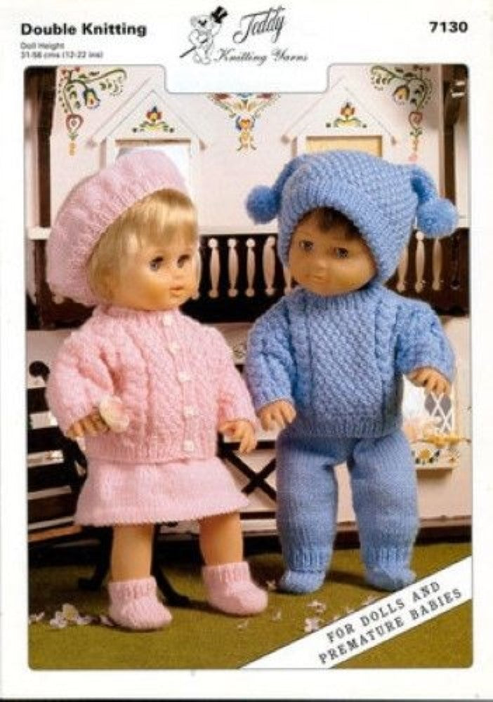 Dolls His and Hers Outfits Knitting Pattern - 7130