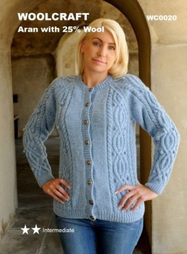 Adult Ladies Aran Wool Cardigan Knitting Pattern - WC0020