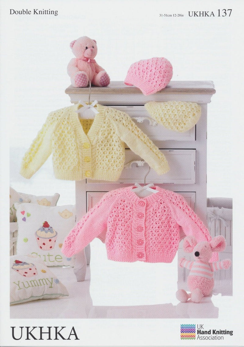 Baby Cardigans and Hats Knitting Pattern - UKHKA137