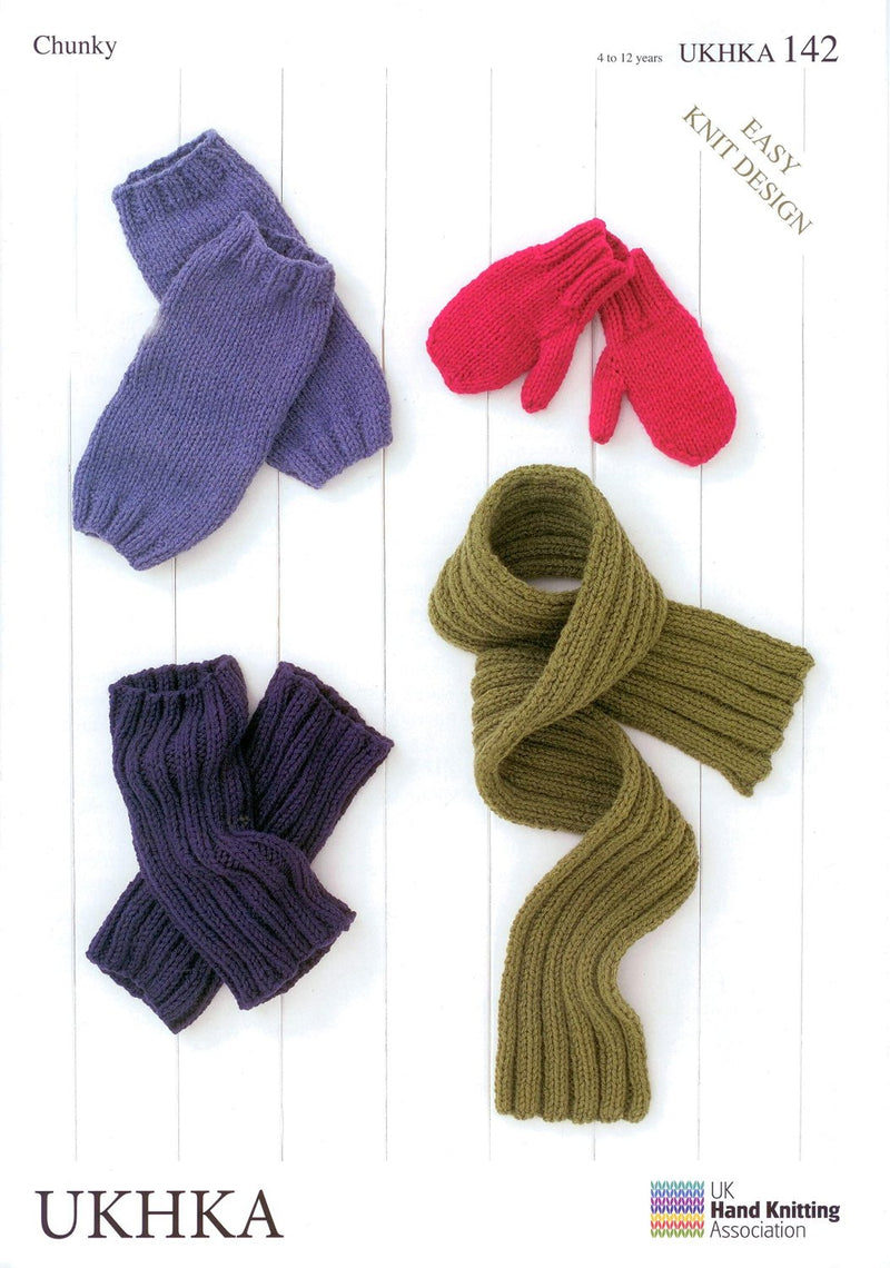 Children's Mittens & Scarves Knitting Pattern: UKHKA142