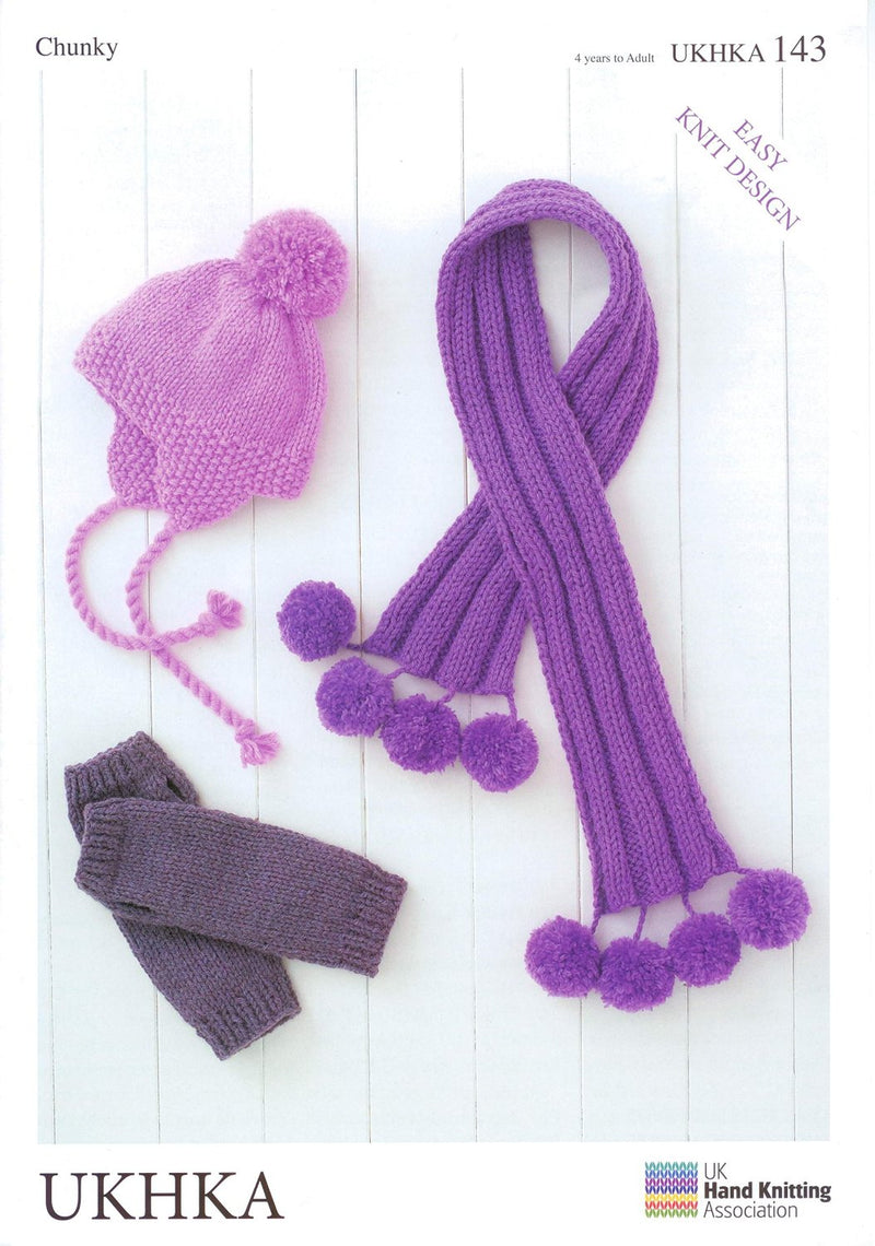 Children's & Adults Hats, Mittens & Scarves Knitting Pattern UKHKA143