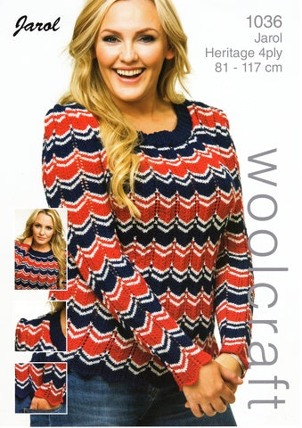 Adult Ladies Jumper Knitting Pattern - 1036