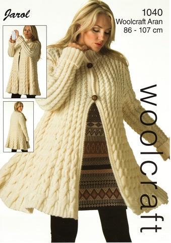 Adult Ladies Long Cardigan Knitting Pattern - 1040