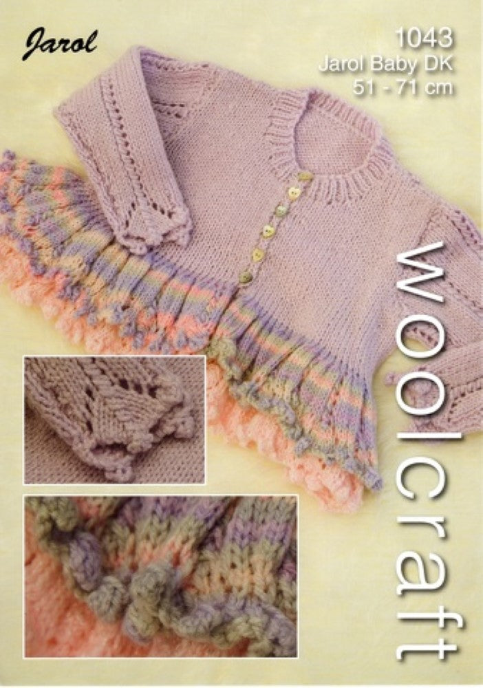 Knitting Pattern for Baby Ruffle Cardigan, Pattern Number: 1043