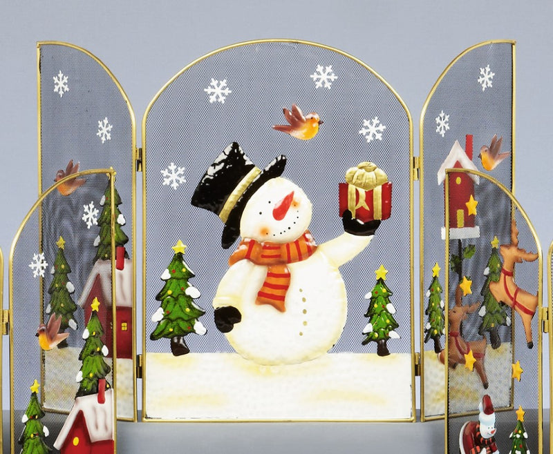 49cm Snowman with Gift Fireguard