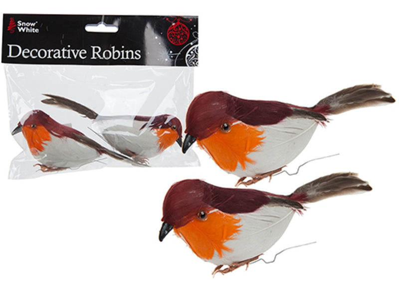 Pack of 2 Decorative Robins